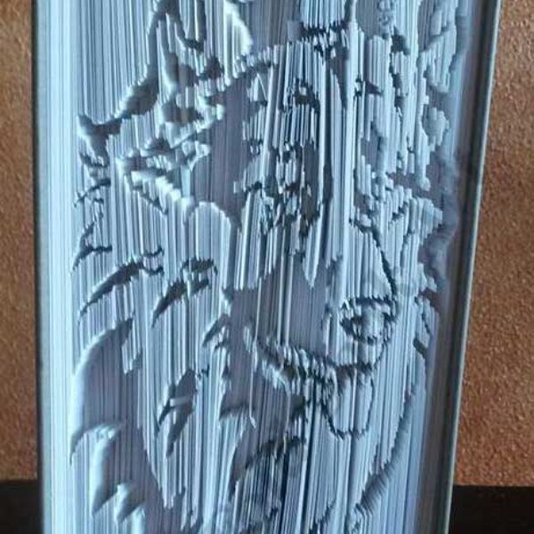 Alsatian Head - Cut & Fold Book Folding Pattern