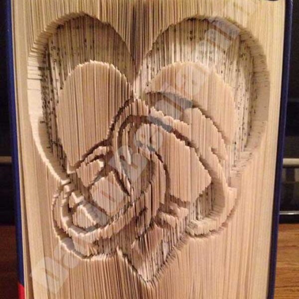 Heart with Rings - Cut & Fold Book Folding Pattern