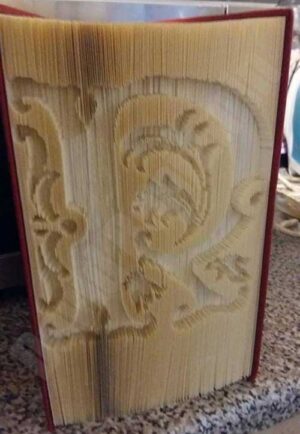 Monogram Fleur R - Cut & Fold Book Folding Pattern