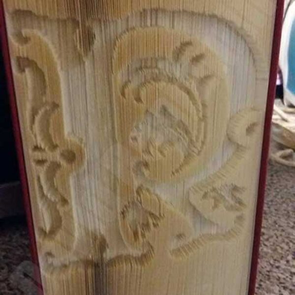 Monogram Fleur R - Cut & Fold Book Folding Pattern