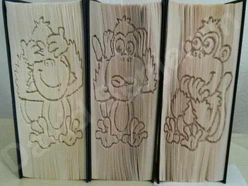 3 Wise Monkeys Set - Cut & Fold Book Folding Pattern