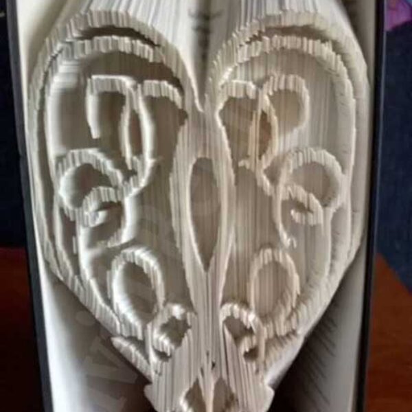 Awareness Ribbon Heart 2 - Combi Cut & Fold Book Folding Pattern