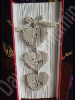 I Love You Hearts Cut and Fold Book Folding Pattern